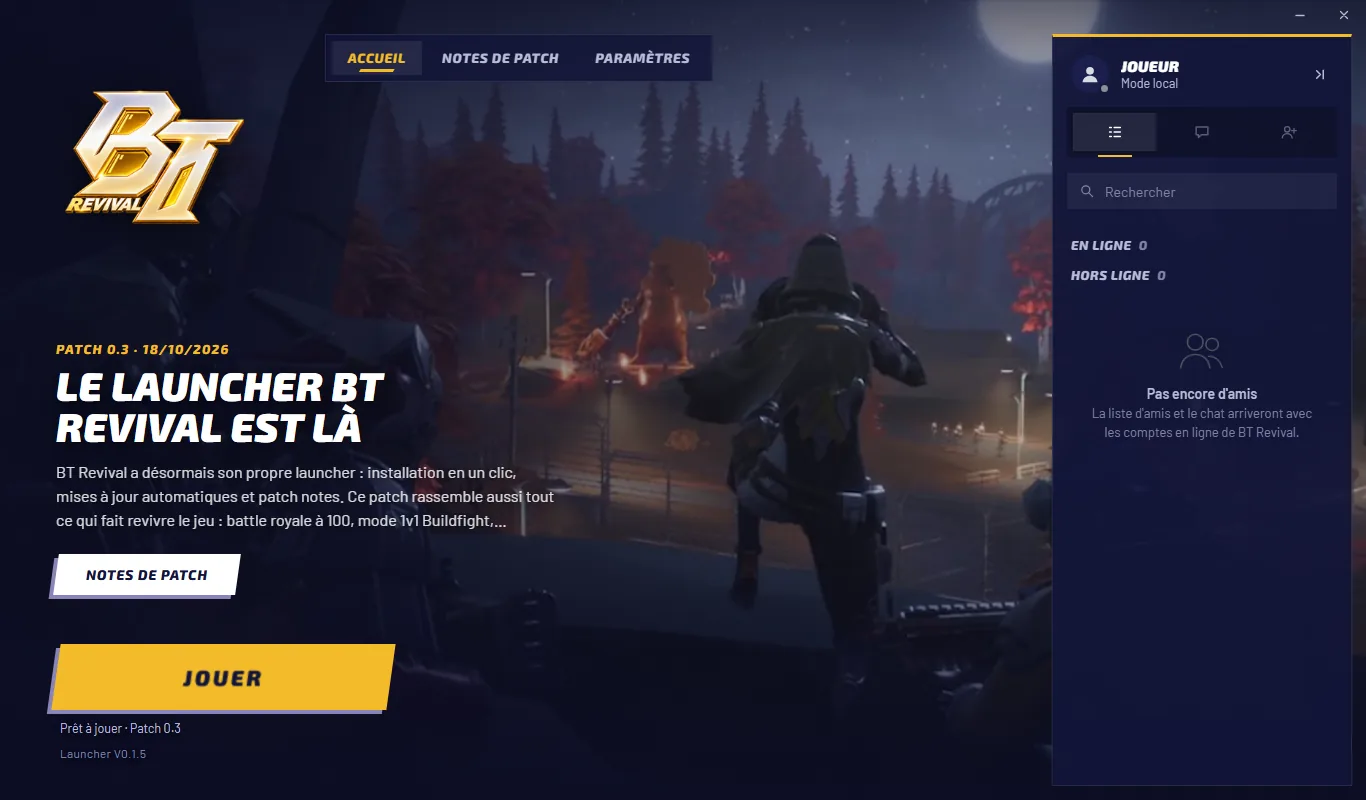 The BT Revival launcher, ready to play