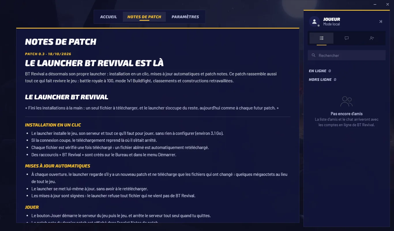The launcher's Patch notes tab, showing the latest patch